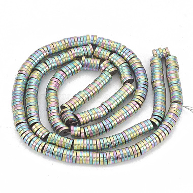 190xRainbow Electroplate Non-magnetic Synthetic Hematite Disc Heishi Beads 4x2mm