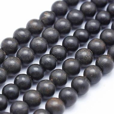 6mm Black Round Wood Beads