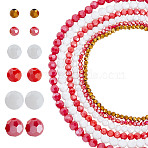 6 Strands 6 Styles Electroplate Glass Beads Strands, Faceted(32 Facets), Round, Mixed Styles, Mixed Color, 4~8mm, Hole: 0.5~1mm, 1 strand/style(EGLA-NB0001-30)