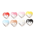 Plating Printed Acrylic Beads, Melting Heart, Mixed Color, 17x18x8.5mm, Hole: 1.9mm(AC-CBACACC-15)