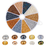 10 Styles 6660 Pcs Glass Seed Beads, Metallic Colours, Round, Mixed Color, 1.5~2mm, Hole: 0.5~1mm, about 666pcs/color(SEED-HY0001-16)