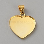 925 Sterling Silver Pendant Cabochon Settings, Heart Charms, Golden, Tray: 19x19mm, 22.5x19.5x1.5mm, Hole: 5.5x4mm(STER-WH0007-18G)