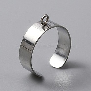 Stainless Steel Open Cuff Finger Ring Components, Loop Ring Base, Stainless Steel Color, US Size 7 1/4(17.5mm), 6mm, Hole: 2.4mm(STAS-WH0029-40A-P)