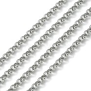 304 Stainless Steel Rolo Chains, Unwelded, Stainless Steel Color, 4x1.5mm(STAS-M032-42P-3.8mm)