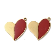 Ion Plating(IP) 304 Stainless Steel Pendants, with Enamel, Heart Charm, Golden, 19.5x22x1.5mm, Hole: 1.6mm(STAS-C083-05G-01)
