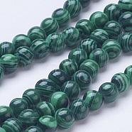 Synthetic Malachite Beads Strands, Round, 6mm, Hole: 1mm, about 67pcs/strand, 15 inch(G-D855-02-6mm)