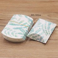 Paper Pillow Gift Boxes, Packaging Boxes, Party Favor Sweet Candy Box, Leaf Pattern, White, 9.9x5.5x0.1cm, Finished Product: 8x5.5x2cm(CON-J002-S-03B)