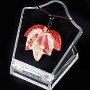 Natural Red Jasper Pendants Necklaces, Leaf, 14.96 inch(38cm)(PW-WG25252-06)