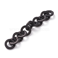 Handmade Opaque Spray Painted Acrylic Round Link Chains, for Purse Strap Bag Chain, Unwelded, Black, 31.5x4.5mm, 39.37 inch(1m)/strand(AJEW-JB00846-03)