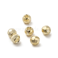 Brass Spacer Beads, Faceted, Barrel, Real 14K Gold Plated, 4x3.3mm, Hole: 1.5mm(KK-P249-02C-G01)