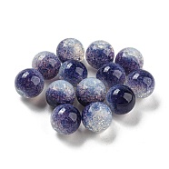 Transparent Spray Painting Crackle Glass Beads, Round, Dark Slate Blue, 10mm, Hole: 1.6mm, 200pcs/bag(GLAA-L046-01A-14)