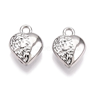 Rack Plating Alloy Pendants, Heart Charms, Platinum, 12x9.5x4.5mm, Hole: 1.6mm(FIND-N005-08P)