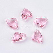 Transparent Acrylic Charms, Faceted, Heart, Pink, 11x9x4mm, Hole: 0.5mm(X-MACR-G055-11mm-26X)