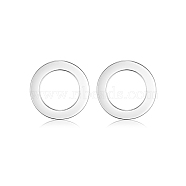 Ring Rhodium Plated 925 Sterling Silver Stud Earrings, with Cubic Zirconia, Platinum, No Size(PB1316-8)