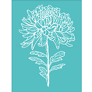 Self-Adhesive Silk Screen Printing Stencil, for Painting on Wood, DIY Decoration T-Shirt Fabric, Turquoise, Flower Pattern, 28x22cm(DIY-WH0173-021-G)