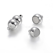 304 Stainless Steel Magnetic Clasps, Stainless Steel Color, 18x8mm, Hole: 1mm(X-STAS-E108-39P)
