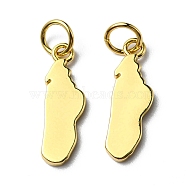 Brass Pendants, with Jump Ring, Cadmium Free & Lead Free, Long-Lasting Plated, Map Charm, Real 18K Gold Plated, 17x5.5x1.3mm, Hole: 3.6mm(KK-D030-01G)