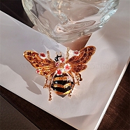 Enamel Pin, Golden Alloy Rhinestone Brooch for Backpack Clothes, Bees, Dark Goldenrod, 45x58mm(PW-WG69F9C-01)