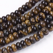 Natural Gemstone Tiger Eye Stone Rondelle Beads Strands, Coffee, 8x5mm, Hole: 1mm, about 60~65pcs/strand, 15.7 inch(X-G-S105-8mm-20)