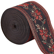 Ethnic Style Polyester Ribbon, Garment Accessories, Flower Pattern, 2 inch(50mm), about 7.66 Yards(7m)/roll, 1 roll/bag(OCOR-GF0002-04E)