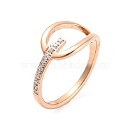 Ion Plating(IP) 304 Stainless Steel Finger Rings with Rhinestone, Hollow Kont, Rose Gold, US Size 8(18.1mm)(RJEW-Q779-01RG)