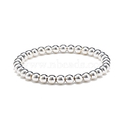 Synthetic Hematite Round Beaded Stretch Bracelet, Gemstone Jewelry for Women, Silver, Inner Diameter: 2-1/4 inch(5.8cm), Beads: 6mm(BJEW-JB08582-02)