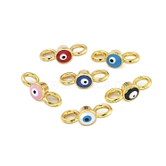 Rack Plating Brass Enamel Evil Eye Connector Charms, Real 18K Gold Plated, Long-Lasting Plated, Cadmium Free & Lead Free, Mixed Color, 16x6x6.5mm, Hole: 3.5mm(KK-A234-031G)