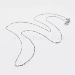 925 Sterling Silver Cable Chain Necklaces, with Spring Ring Clasps, Carved 925, Platinum, 18 inch(45cm)(STER-F039-45cm-07P)