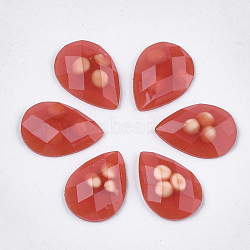 Epoxy Resin Cabochons, Faceted, Teardrop, Tomato, 13.5~14x10x3mm(CRES-S361-01H)