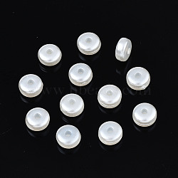 ABS Plastic Imitation Pearl Beads, Flat Round, Creamy White, 6x3mm, Hole: 1.5mm, about 7050pcs/500g(OACR-N008-109)