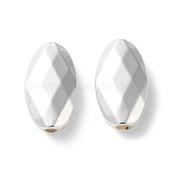 Alloy Beads, Long-Lasting Plated, Faceted, Oval, Silver, 14x8x4mm, Hole: 1.5mm(PALLOY-F309-10S)