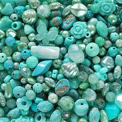 WADORN 4 Bags Acrylic Beads, Mixed Shapes, Turquoise, 5.5~24x5.5~24x2~16mm, Hole: 1.2~3.5mm(MACR-WR0001-03A)