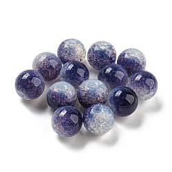 Transparent Spray Painting Crackle Glass Beads, Round, Dark Slate Blue, 10mm, Hole: 1.6mm, 200pcs/bag(GLAA-L046-01A-14)