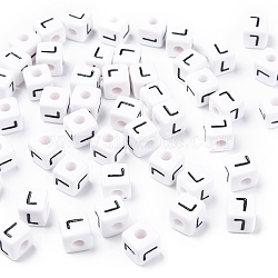 Letter Acrylic European Beads, Horizontal Hole, Cube, Letter.L, 10x10x10mm, Hole: 3.5~4mm, about 598pcs/500g(OPDL-R050-10mm-L)