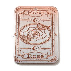 Acrylic Pendants, Recntanle with Tarot, PeachPuff, 40x30x2.5mm, Hole: 2mm(OACR-H117-04F)