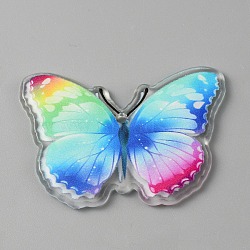 Printed Acrylic Pendants, Butterfly Charm, Colorful, 27.5x39.5~40x2mm, Hole: 1.8mm(OACR-WH0028-22B)