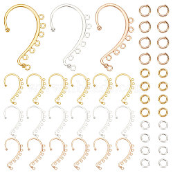 Alloy Climber Wrap Around Ear Cuff Findings, with 7 Horizontal Loop & Iron 20Pcs Open Jump Rings & 10Pcs Split Rings, Mixed Color, 58x35x2mm, Hole: 2.5mm, 10Pcs/color(FIND-CN0001-22)