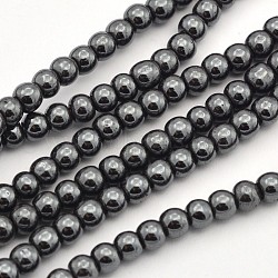 Non-Magnetic Synthetic Hematite Beads Strands, Round, 4mm, Hole: 1mm, about 102pcs/strand(G-H1624-4mm-1)