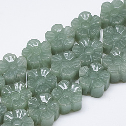 Carved Natural Green Aventurine Beads Strands, Plum Blossom, 13~14x13~14x7~8mm, Hole: 1mm, about 16pcs/strand, 8.2 inch~8.6 inch(G-T122-08C)