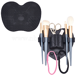 Gorgecraft Silicone Makeup Brush Organizer & Silicone Makeup Cleaning Brush Mat, Black, 2pcs/set(AJEW-GF0002-67C)