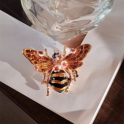 Enamel Pin, Golden Alloy Rhinestone Brooch for Backpack Clothes, Bees, Dark Goldenrod, 45x58mm(PW-WG69F9C-01)