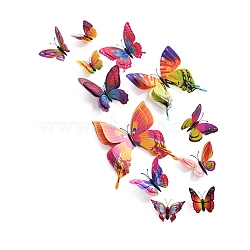 12Pcs PVC 3D Butterfly Wall Decorative Stickers, Wall Decorations, Colorful, 60~120mm(PW-WG55410-07)