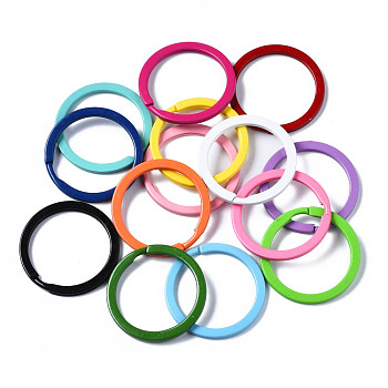 Spray Painted Iron Split Key Rings, Keychain Clasp Findings, Ring, Mixed Color, 30x2mm, Inner Diameter: 24mm
