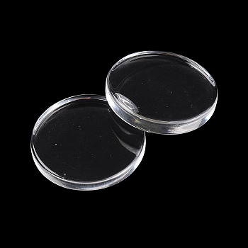 25MM Clear Glass Cabochons, Double-Side Flat Round Cameo Settings, Glass Pebbles, 25mm, 4.5mm(Range: 4~5mm) thick