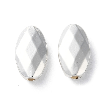 Alloy Beads, Long-Lasting Plated, Faceted, Oval, Silver, 14x8x4mm, Hole: 1.5mm