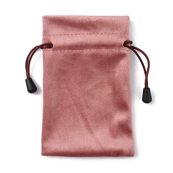 Velvet Packing Pouches, Drawstring Bags, Rectangle, Light Coral, 15.5x9.5x0.25cm