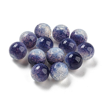 Transparent Spray Painting Crackle Glass Beads, Round, Dark Slate Blue, 10mm, Hole: 1.6mm, 200pcs/bag