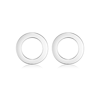 Ring Rhodium Plated 925 Sterling Silver Stud Earrings, with Cubic Zirconia, Platinum, No Size
