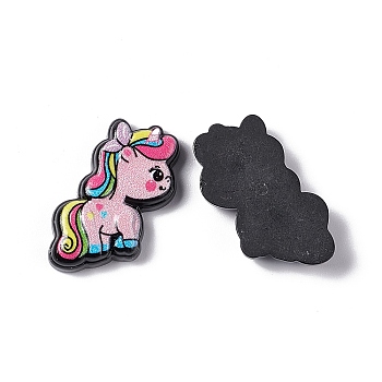 Opaque Resin Cabochons, Unicorn, Pink, 22x22x5mm