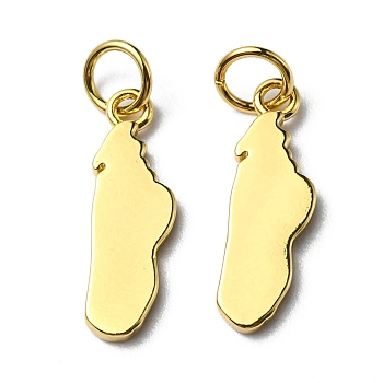 Brass Pendants, with Jump Ring, Cadmium Free & Lead Free, Long-Lasting Plated, Map Charm, Real 18K Gold Plated, 17x5.5x1.3mm, Hole: 3.6mm